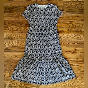 Boden Tiered Emma Black and White Floral Maxi Dress - Size 8R